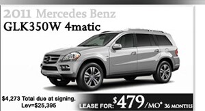 2011 Mercedes-Benz GLK350W 4 matic lease for $479/mo