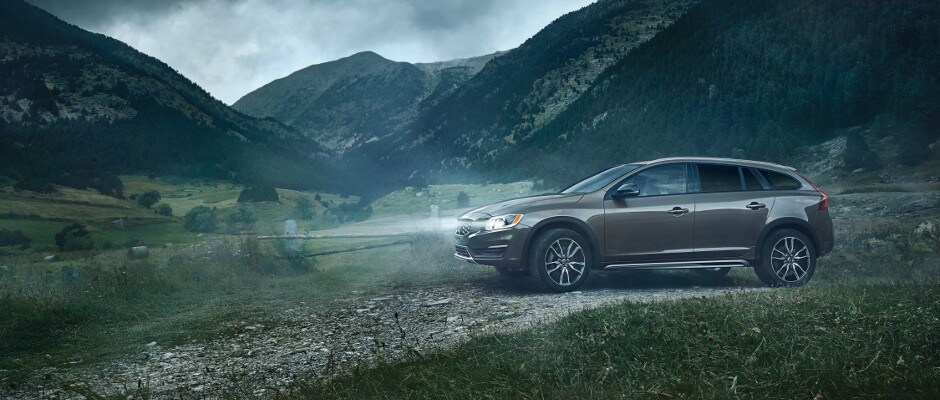 2018 Volvo V60 parked on a mountainside