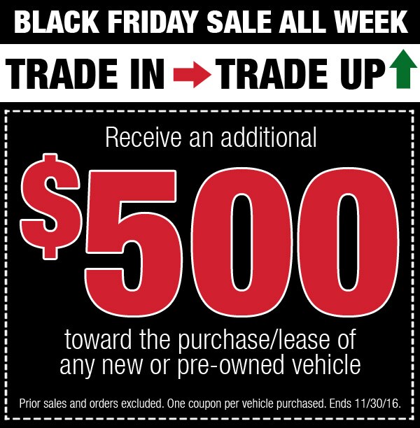 Receive an additional $500 toward the purchase or lease of any new or pre-owned vehicle at Thompson in Doylestown, PA