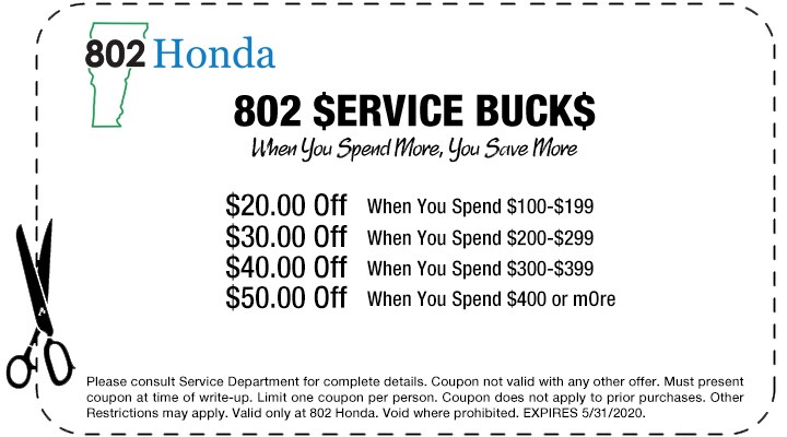 Honda Service and Parts Coupons | 802 Honda