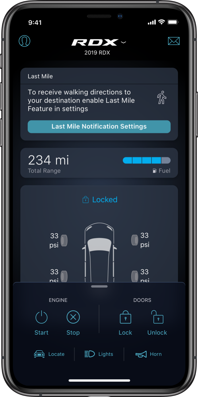 AcuraLink® display on iPhone