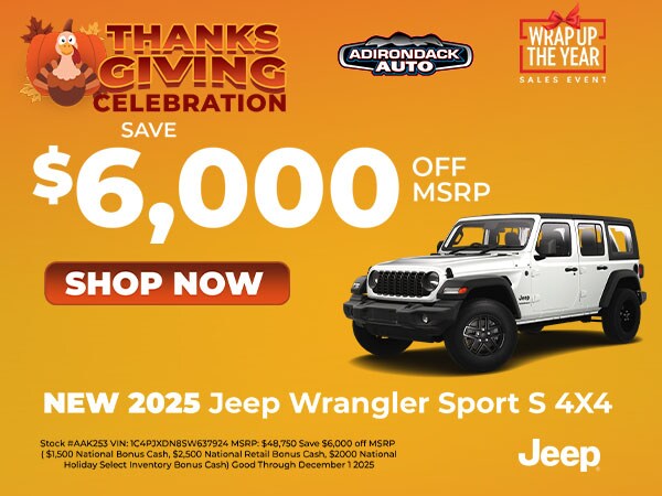 New 2025 JEEP WRANGLER UNLIMITED SPORT S 4X4