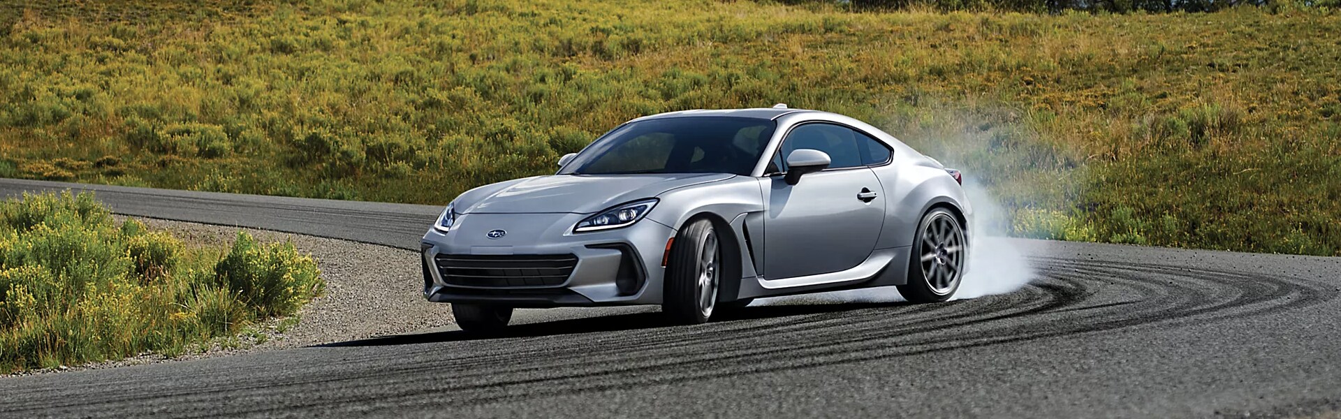 2024 BRZ in Ice Silver Metallic running on street.png 2024 BRZ in Ice Silver Metallic running on street