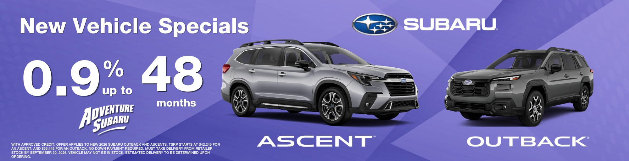 Ascent%20and%20Outback%20September.png 2026 Subaru Ascent and Outback September Offers at Adventure Subaru