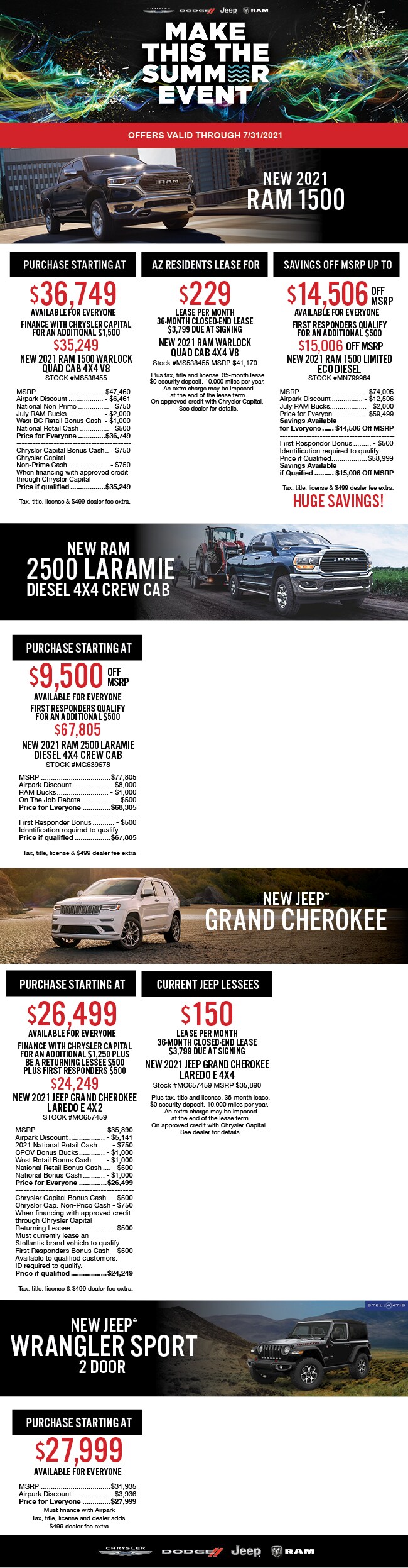 July Specials July Specials