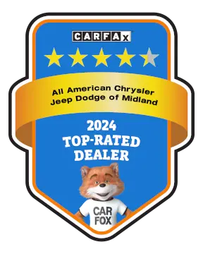 CARFAX 2024 Top-Rated Dealer All American Chrysler Dodge Jeep Ram of Midland CARFAX 2024 Top-Rated Dealer Award