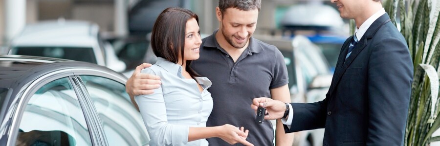 Couple buying a car