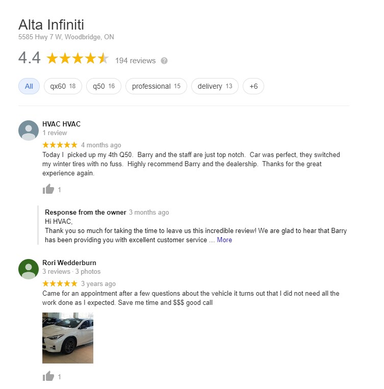 ALTA INFINITI - Dealership Reviews ALTA INFINITI - Dealership Reviews