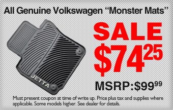 Volkswagen of South Charlotte $74 for VW Monster Mats