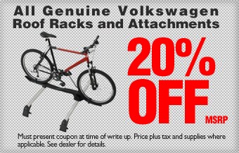 Volkswagen of South Charlotte 20% off for VW Roof Rack Attachments