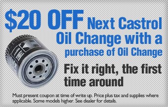 Volkswagen of South Charlotte $20 OFF next Castrol Oil Change