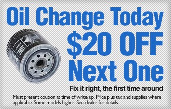 Volkswagen of South Charlotte Oil Change Totay $20 OFF Next One