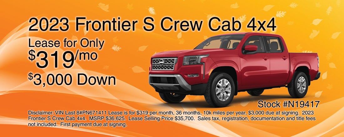 Sept-2023-1100x438-2023-Frontier-S-Crew-Cab-4x4-Banner.jpg 2023 Frontier S CREW CAB - Lease for $319/mo