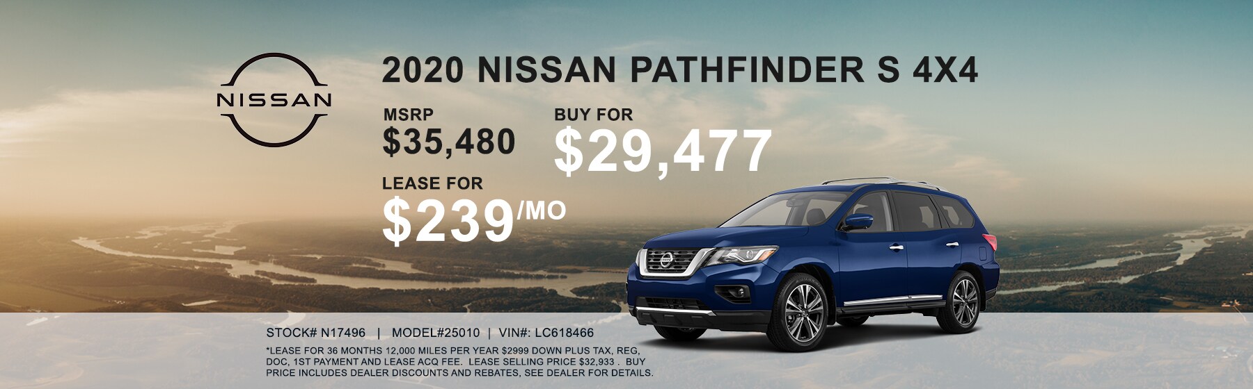 anchor-nissan-buy-lease-september-pathfinder-4x4.jpg 2020 Nissan Pathfinder S 4x4 lease for $239 per month