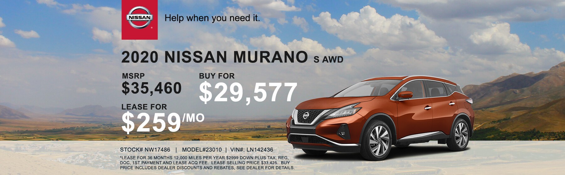 anchor-nissan-1800x560-aug-murano1.jpg Lease a 2020 Murano for $259 per month or buy for $29,577