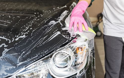 Car being detailed