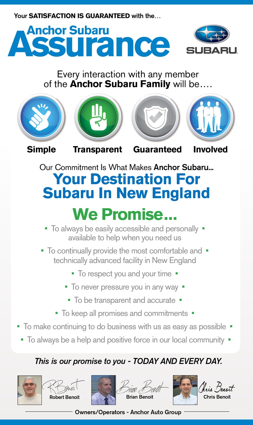 Anchor Subaru Assurance-Our Promise To You