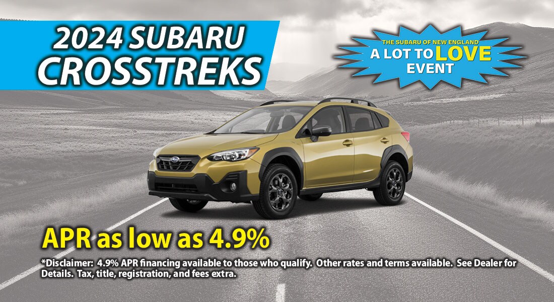 Sept-2023-1100x600-2024-Crosstreks-Lot-to-Love-Banner.jpg 2024 Subaru Crosstrek - We have them! Financing as Low as 4.9%