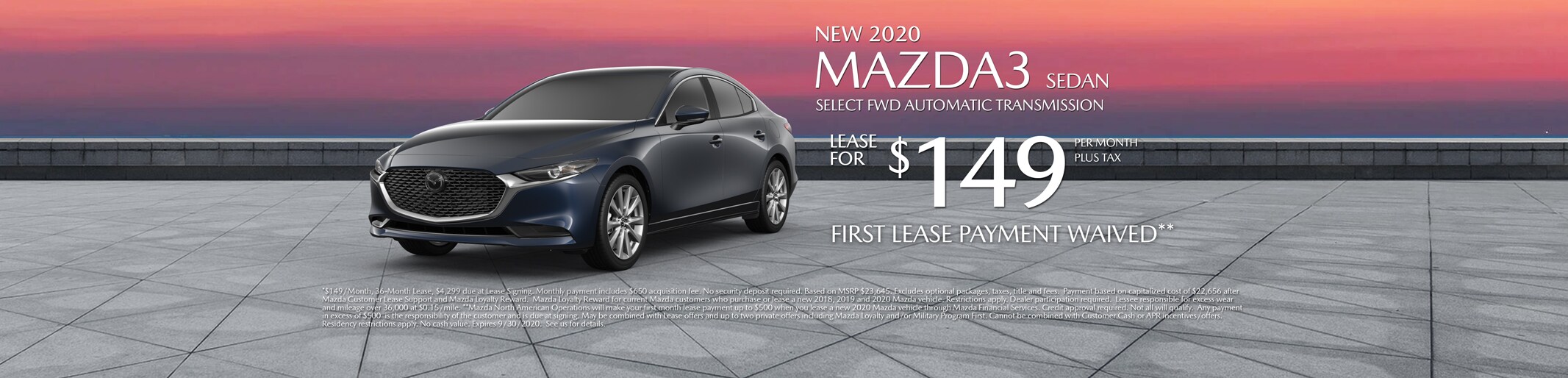 Antelope-Valley-Mazda-Webslides-2133x514-M3-Select.jpg Antelope Valley Mazda Special lease offer on 2020 Mazda3 Select