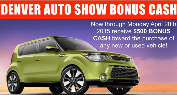 Arapahoe KIA 2015 DenverAutoshow Bonus Cash