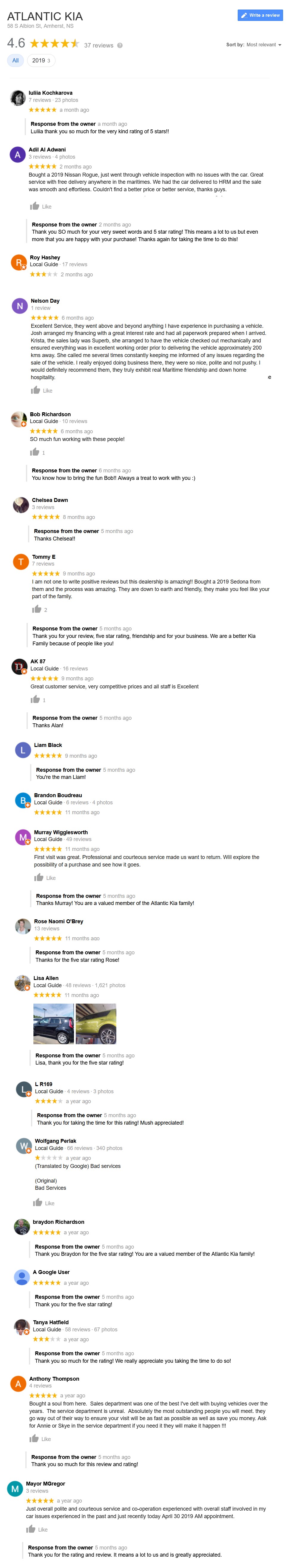 Atlantic Kia Dealership Reviews