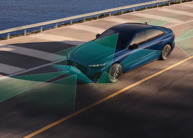 Audi A5 adaptive cruise assist in action on highway