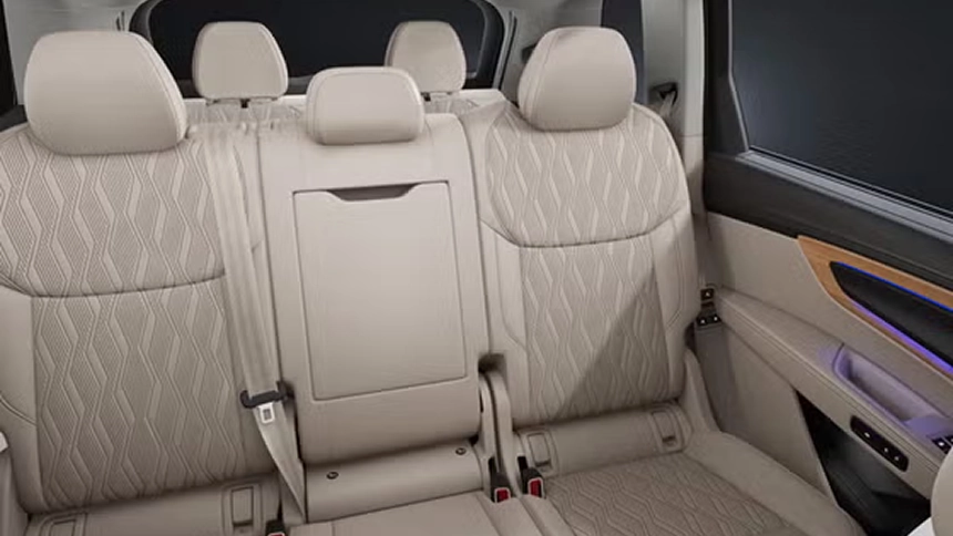 Beige quilted third-row seats inside the Audi Q7