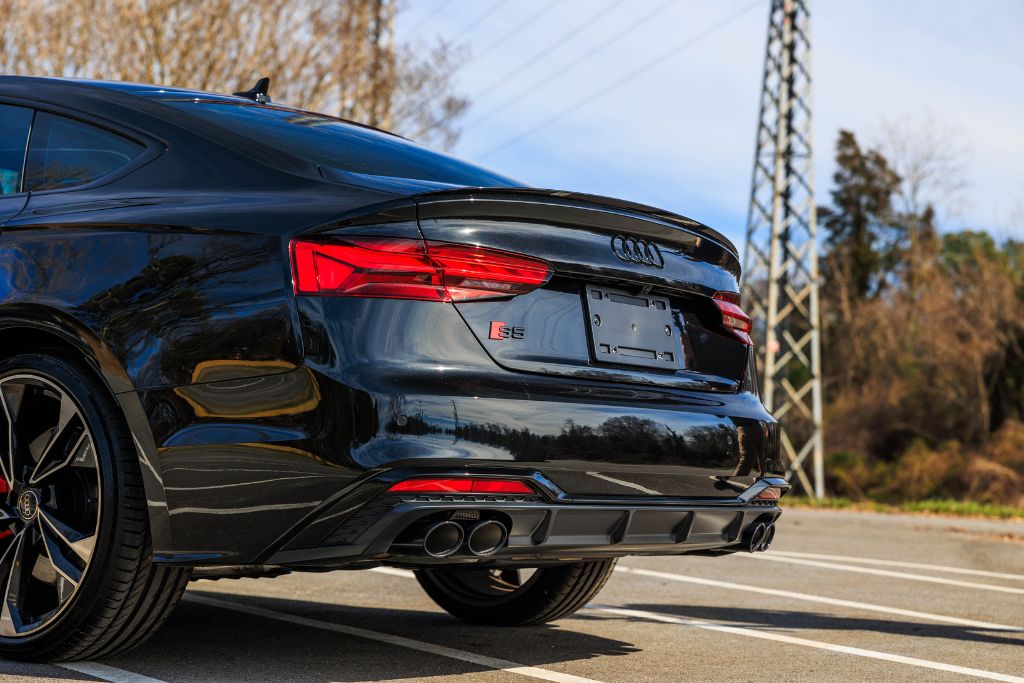 audi-s5-for-sale.jpg Close up rear view of black Audi S5 sportback for sale in Asheville, NC
