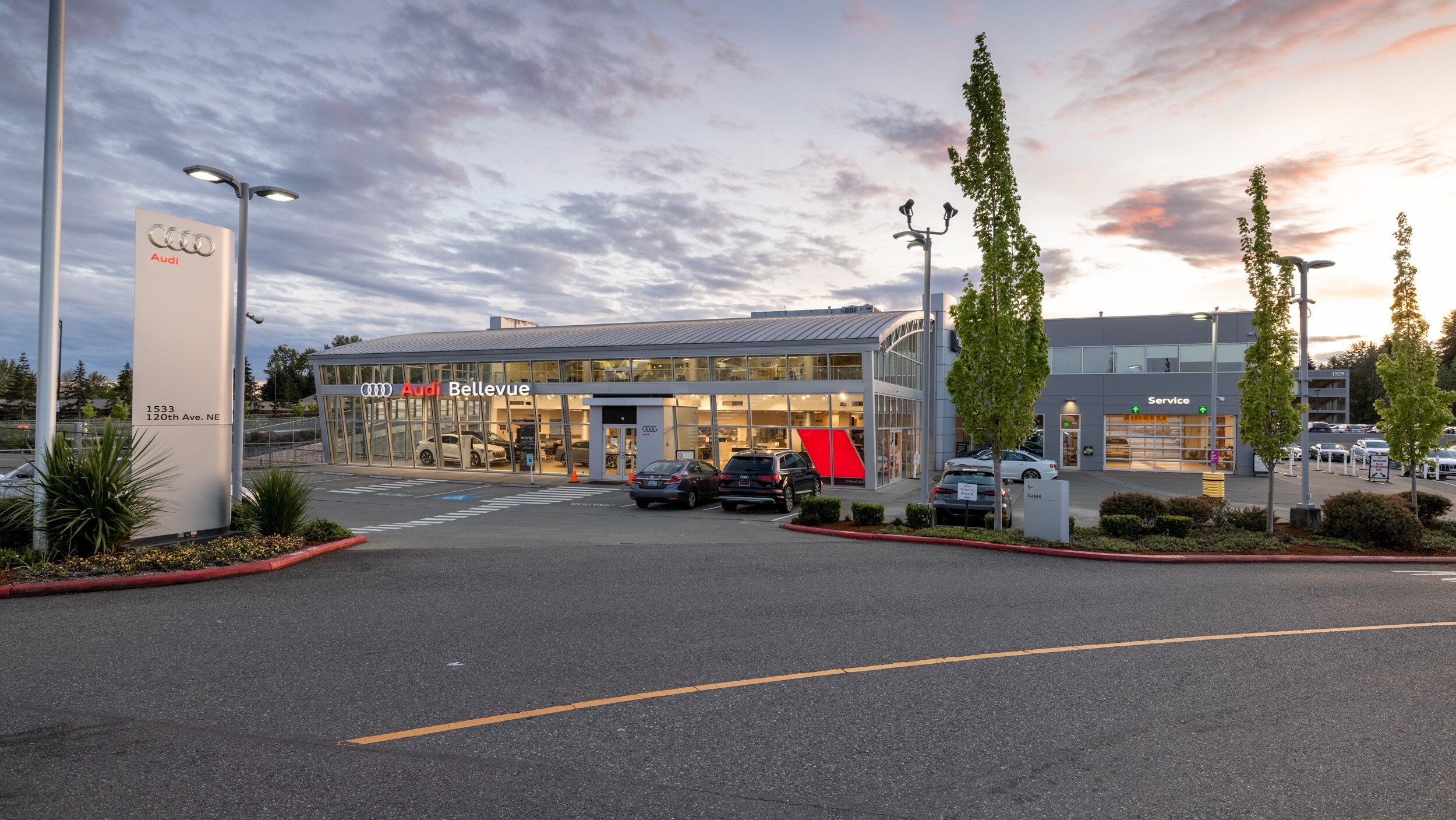 Find hours & directions to Audi Bellevue Exterior view of Audi Bellevue
