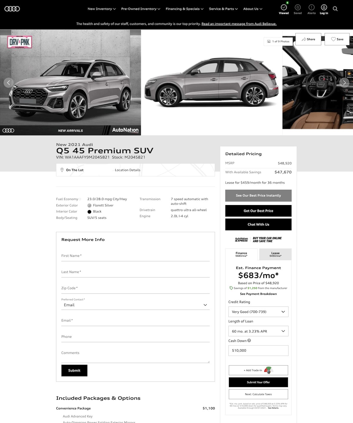 Audi Hilton Head vehicle details page