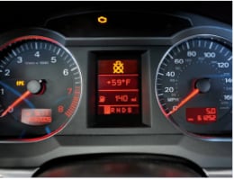 Audi dashboard with check engine lights