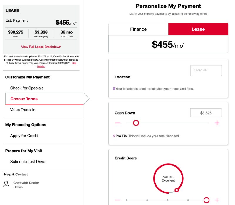 Personailze your payment options tool