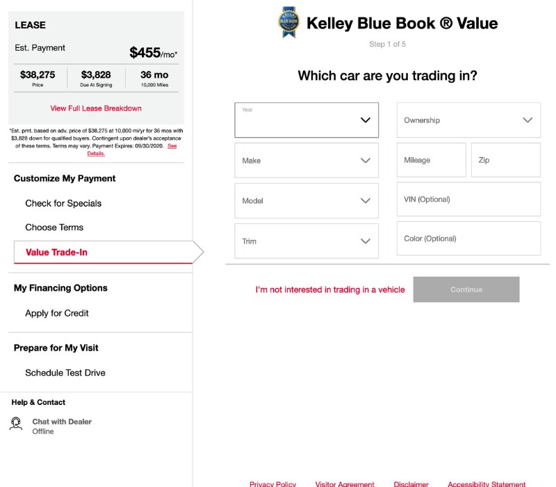 Value your trade form