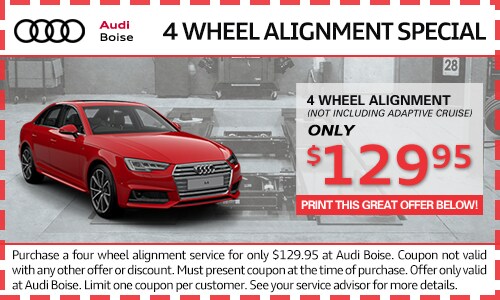 4 Wheel Alignment service specials at Audi Boise dealership near Nampa