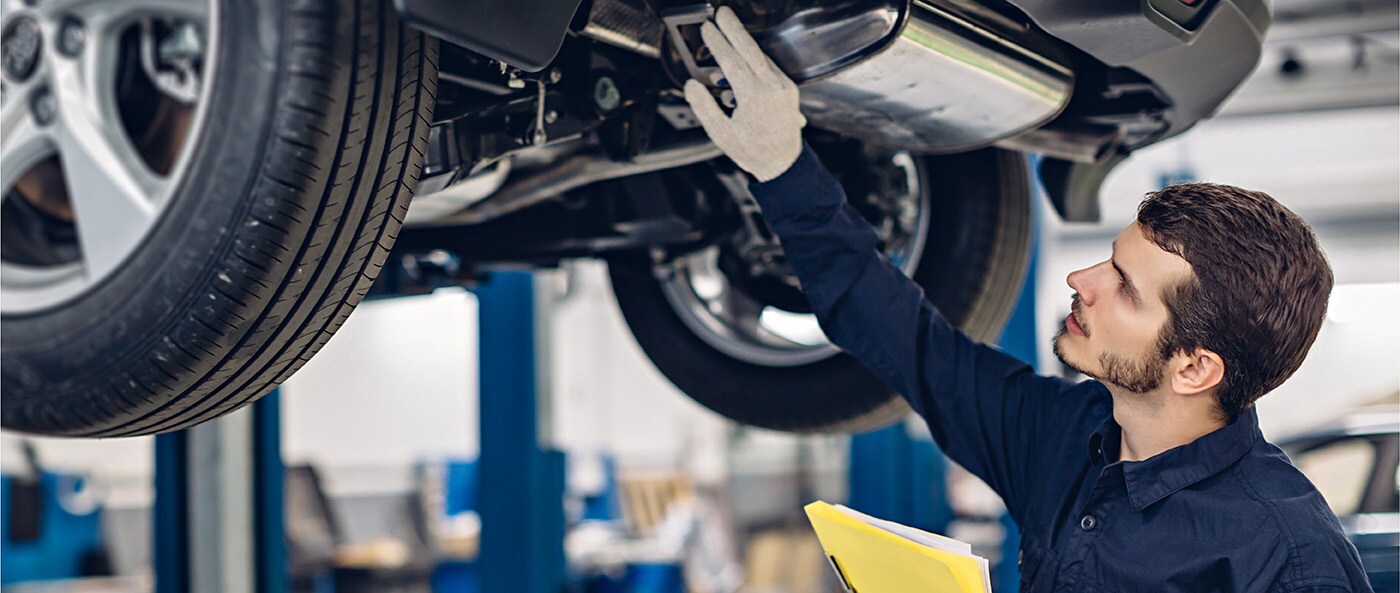 Checking the car undercarriage
