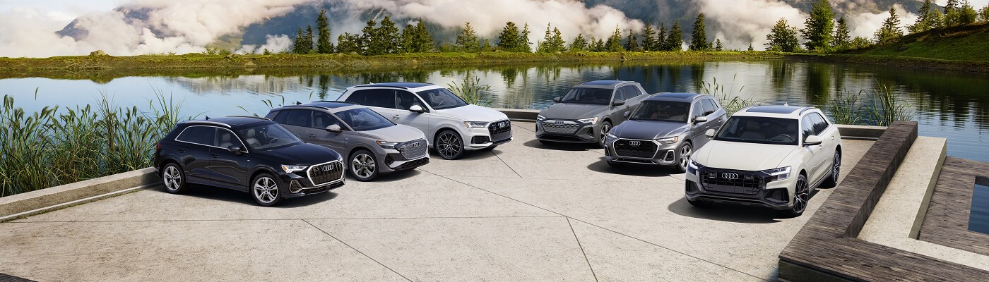 Audi SUVs Audi SUV Lineup parked by a pond