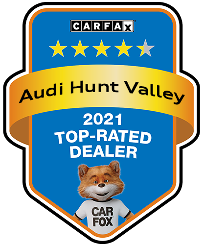 Audi Hunt Valley Recognized as a CARFAX Top-Rated Dealer 2021 CARFAX Top-Rated Dealer badge