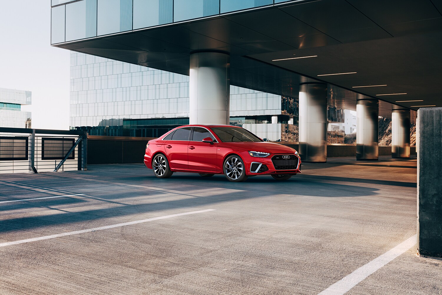 Audi Owings Mills is a Car Dealership in Ellicott City near Owings Mills MD | 2020 Audi A4 parked under building