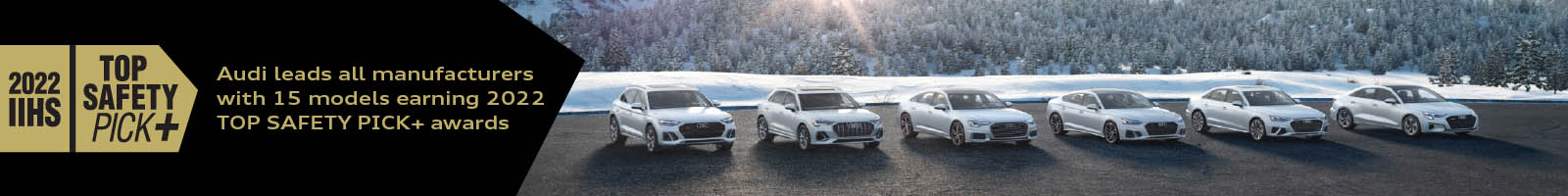 15 Audi models earned IIHS TOP SAFETY PICK+ Awards for 2022. Audi leads all manufacturers with 15 models earning 2022 TOP SAFETY PICK+ awards.