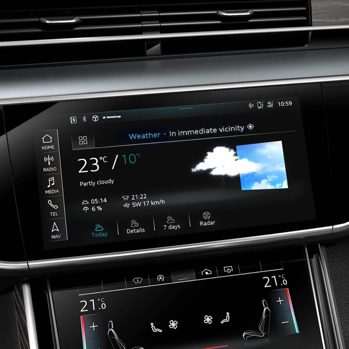 Audi Connect diffusant les conditions météorologiques en temps réel