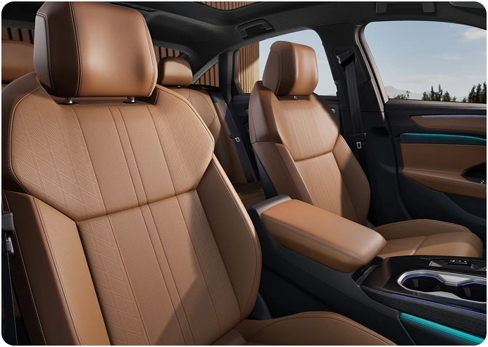 Brown leather front seats of the Audi A6 Sedan with the Luxury package