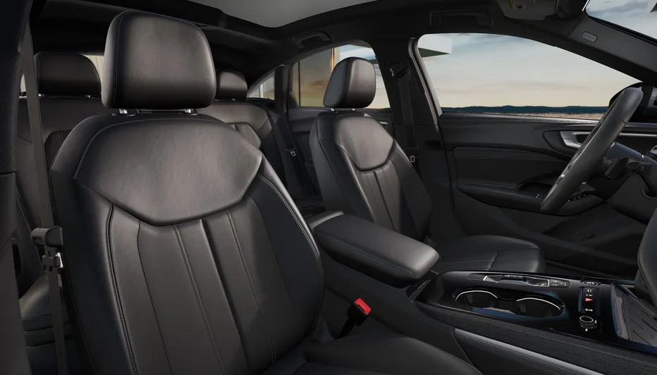 Black leather front seats inside the Audi A5