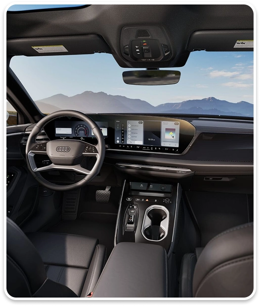 Audi A6 Sedan cockpit with the steering wheel, Audi virtual cockpit and MMI displays