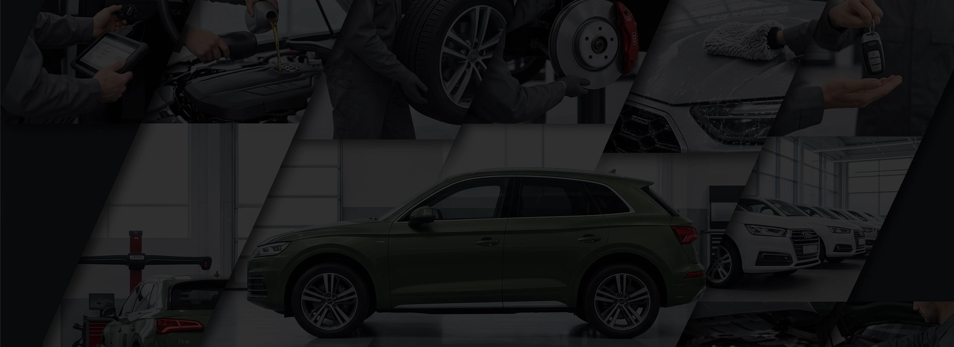 Audi Stuart service drive photographed behind a dark scrim