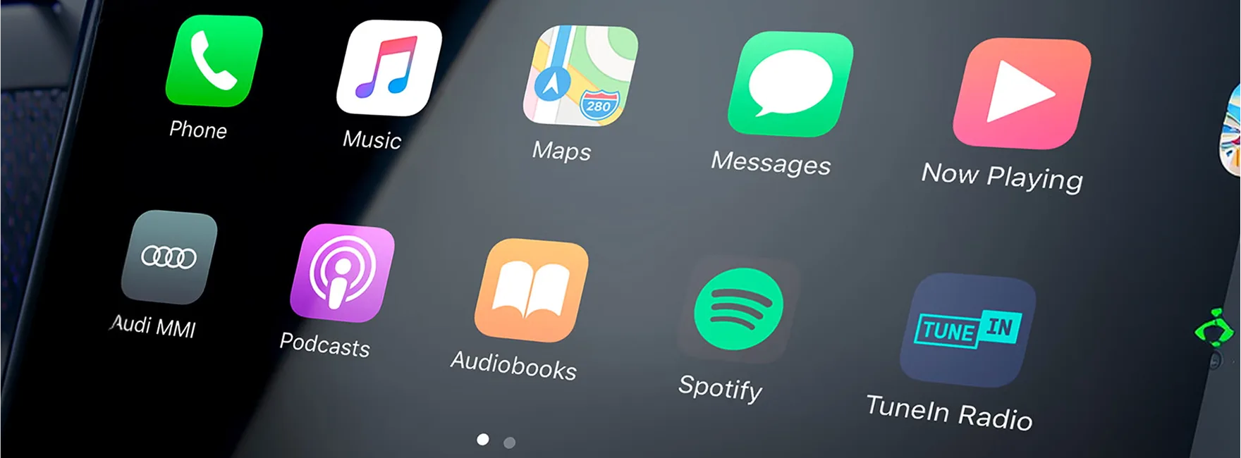 Apple CarPlay menu shown on the Audi A3 MMI touch display