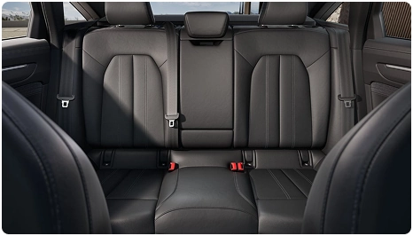 Black leather rear bench seat of the Audi A6 Sedan