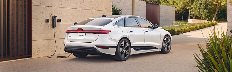 Audi e-tron connected to home charger