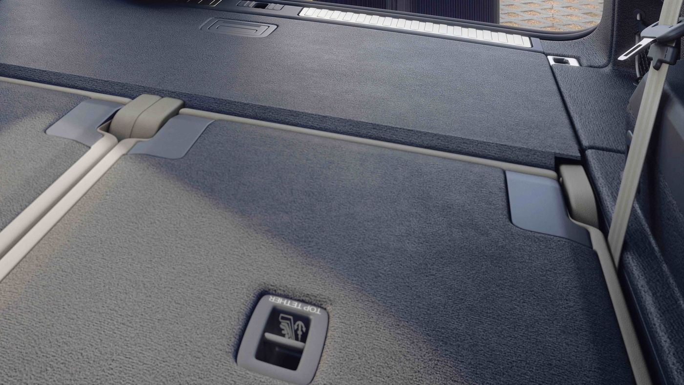 2027 Audi Q7 cargo area with the second and third rows folded flat