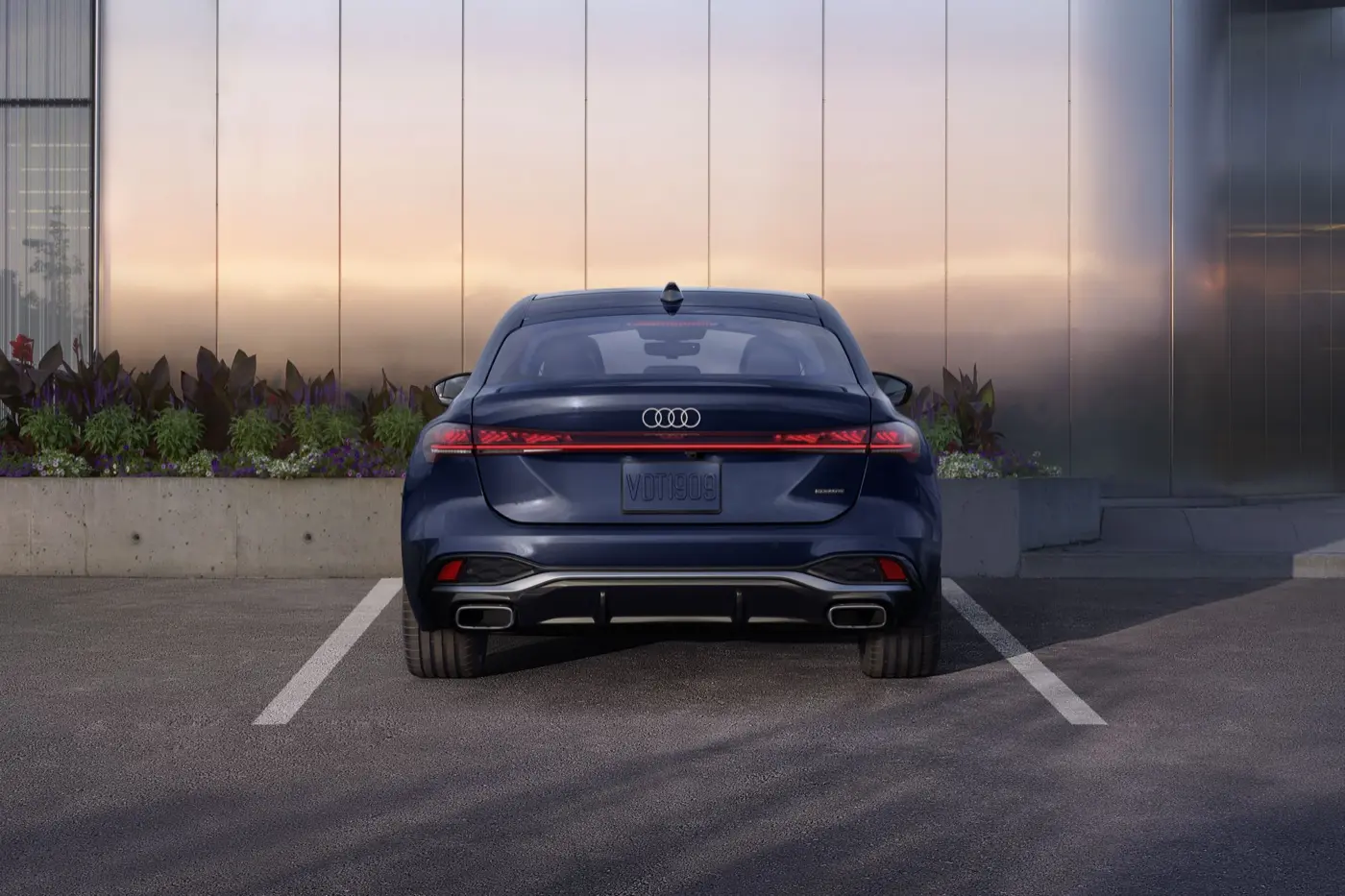 2027 Audi A5 rear view showing the full-width LED light strip