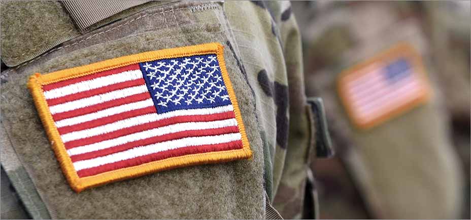 American flag patch on a service member's uniform